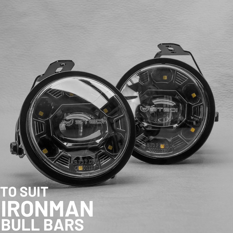 STEDI LED/DRL Fog Light To Suit Ironman Bull Bar - Black